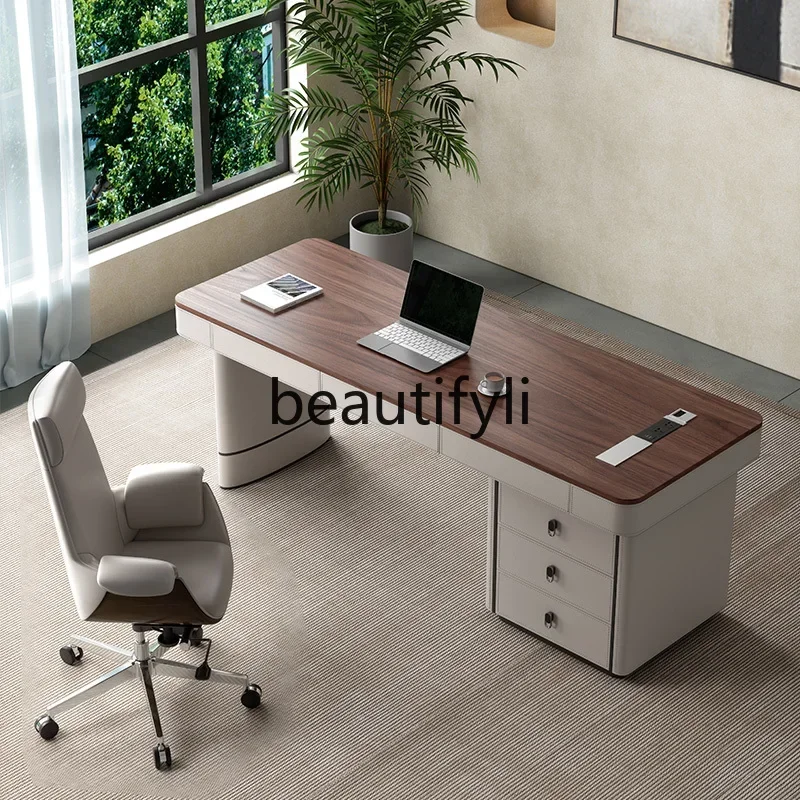 2003Solid wood desk light luxury designer office study high-end boss table computer desk