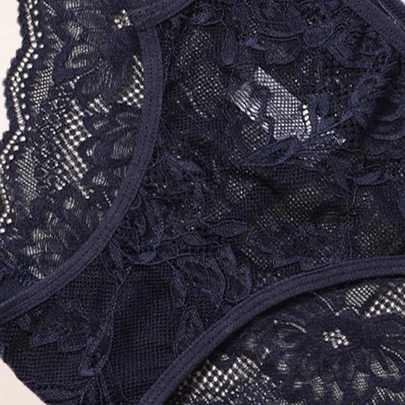 4ks/sada sexy poloprůhledných květinových krajkových kalhotek - s dutým pasem a potiskem "LOVE SECRET" - nízký pas, spodní prádlo - náhled 6