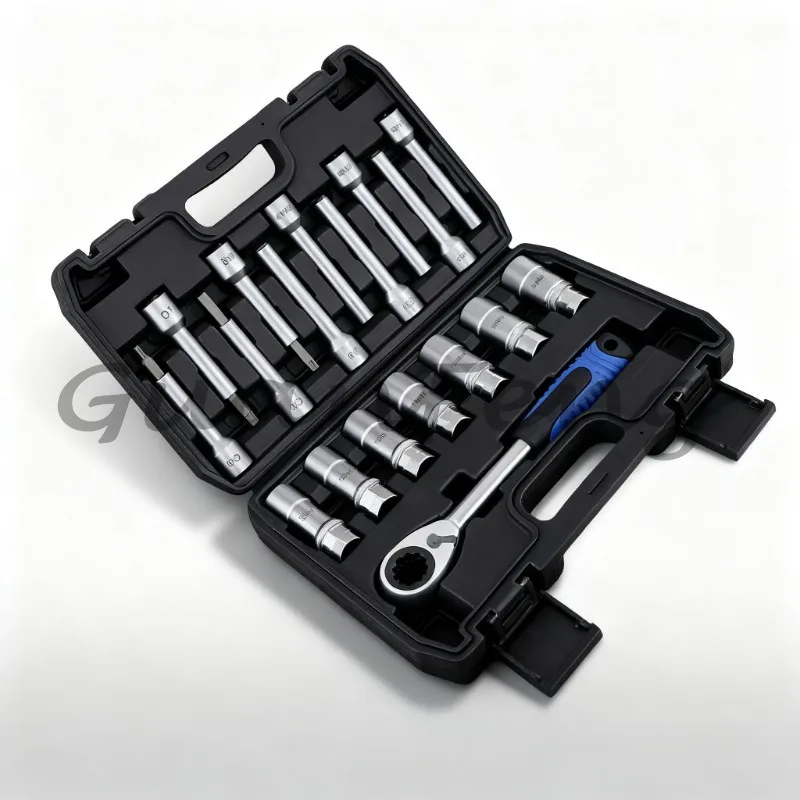 Automotive Shock Absorber Repair Ratchet Wrench Kit, 18‑Pcs Suspension Strut Nut Socket Set