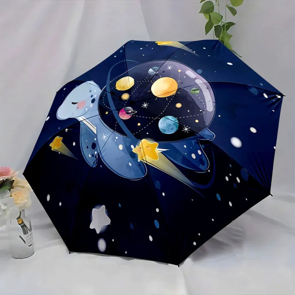 Space Turtle Umbrella With Planet Galaxy Design portable waterproof sun rain umbrella for outdoor travel beach
