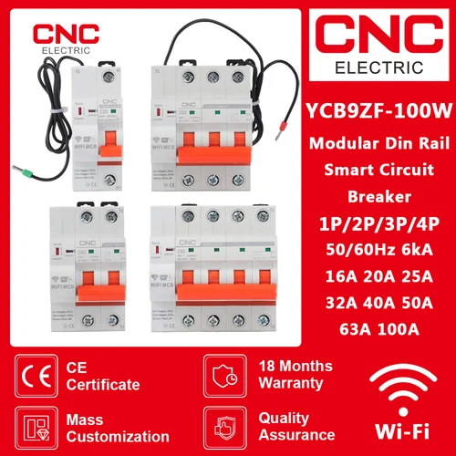 Imagen 1 del producto CNC 2P3P4P WiFi disyuntor inteligente protección contra cortocircuitos temporizador interruptor de recierre inteligente Control remoto
