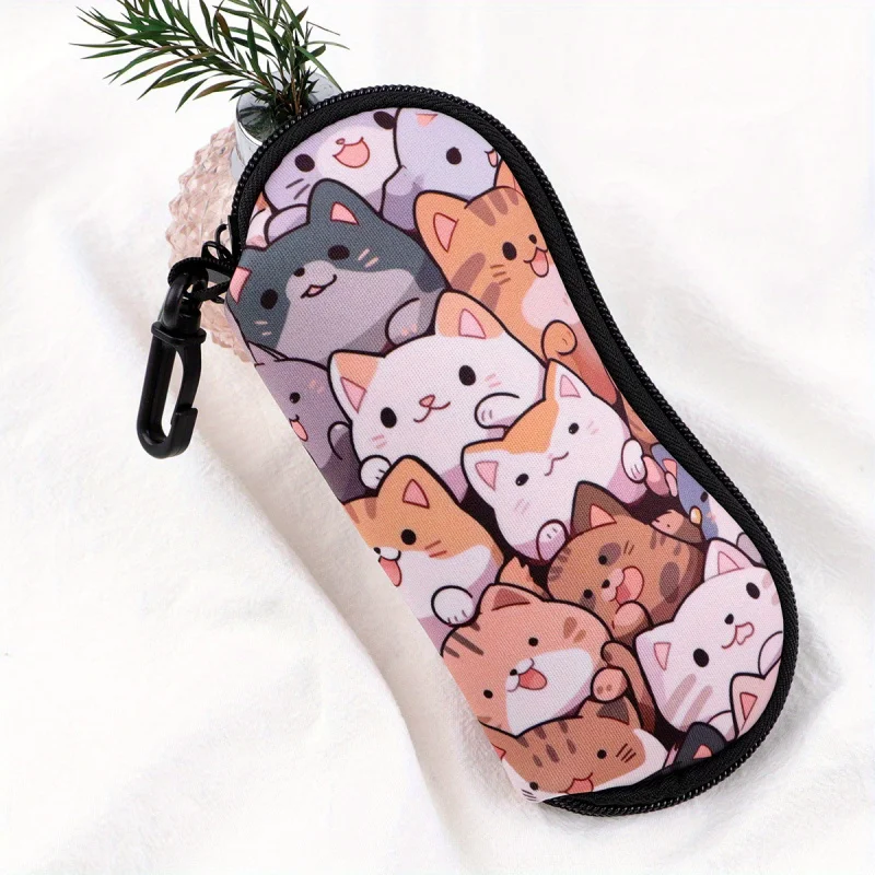 Niedliches Brillenetui mit mehreren Katzen-Aufdruck, perfektes Geschenk für Frauen, Weihnachten, täglicher Gebrauch