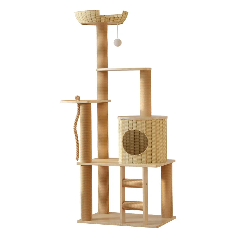 Árbol para gatos de ratán: torre de escalada con cama y plataforma - imagen 3