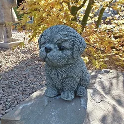 Shih-Tzu decorazione del giardino, regalo per gli amanti dei cani, cucciolo Shih Tzu, statua del giardino, statuette per cani, esterno, 1 pz