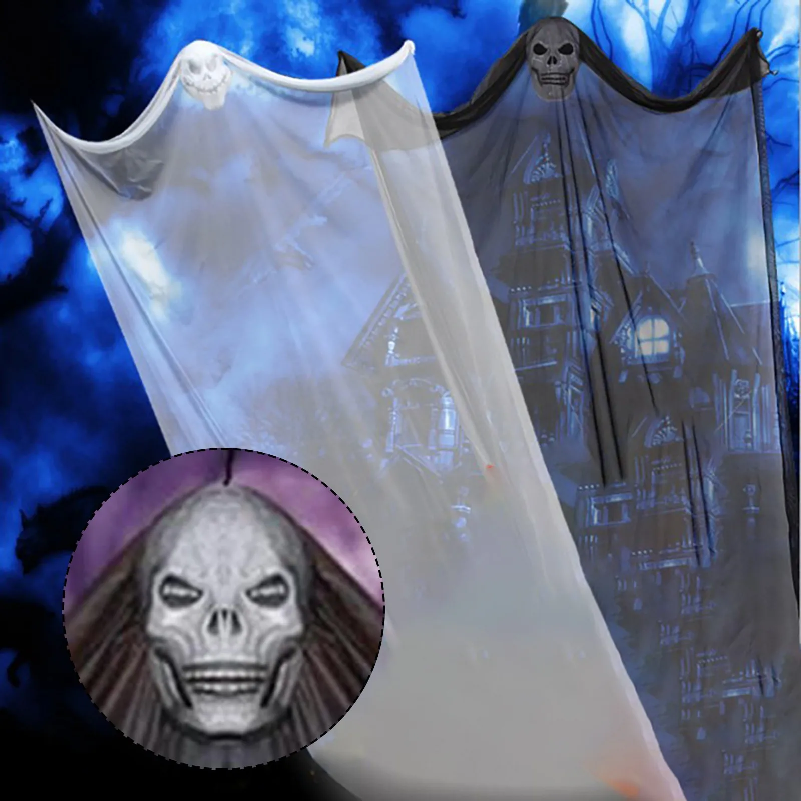 Halloween Appeso Fantasma Ornamenti Decorazione Spaventoso Fantasma Garza Festa di Halloween Casa Giardino Albero Appeso a parete Ciondolo Prop