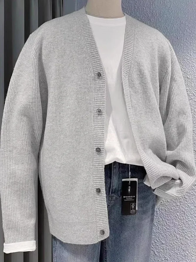 

Men's Knitted Open Cardigan High Quali Anti-Ball Fabric V-Ne Loose Trendy Sweater Jaet Autumn Winter New Arrival