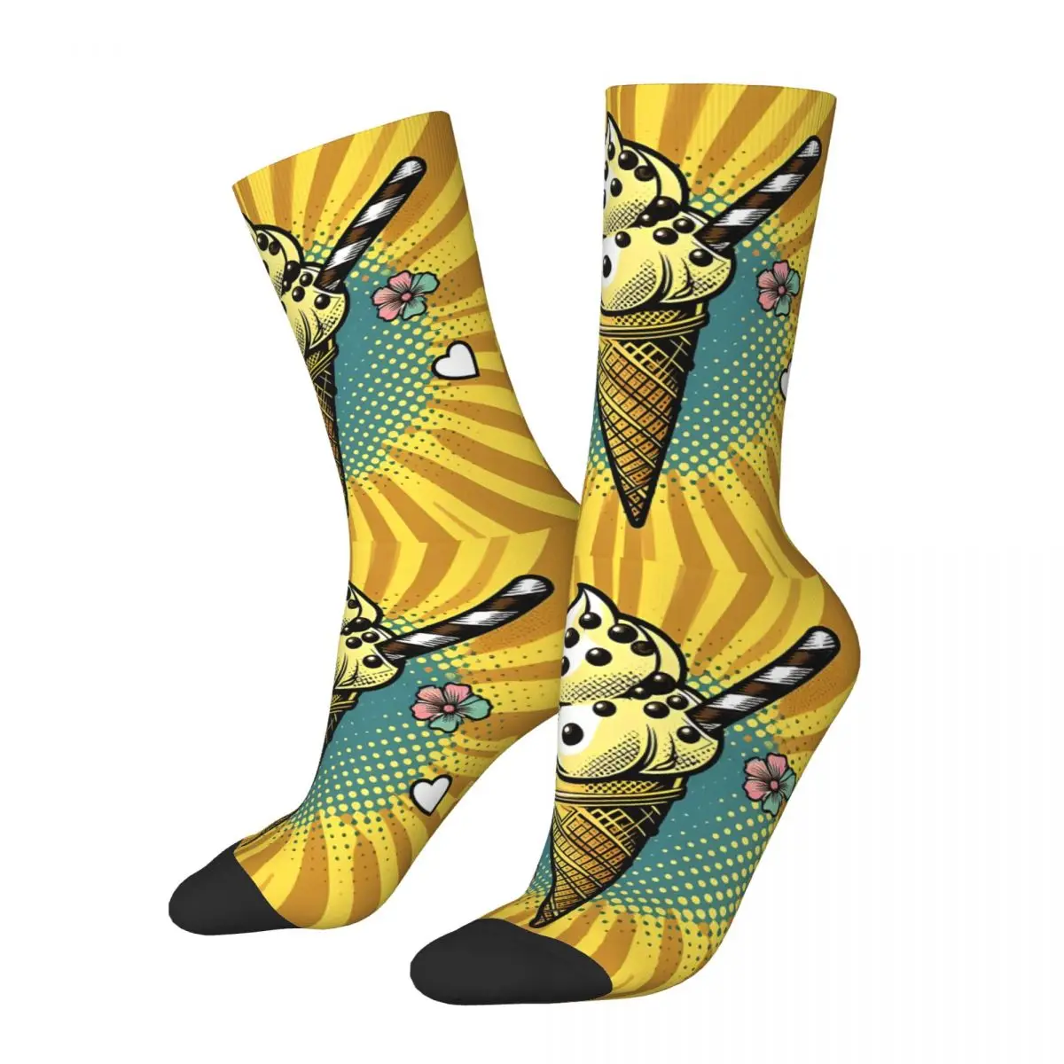 Pop Art Sweetness Vanilla Ice Cream Socks Gym 3D Print Boy Girls Mid-calf Sock