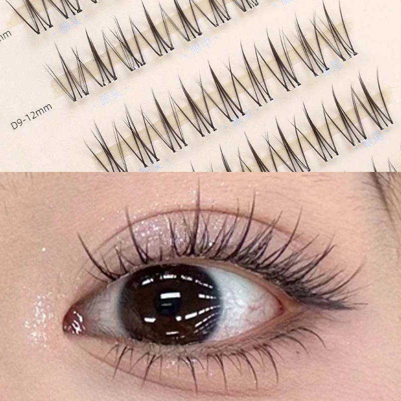 กาวฟรีกลุ่มขนตามังงะขนตา DIY Lash Extensions แต่ละแบ่งธรรมชาติหนายาวขยายตา Lashes แต่งหน้า