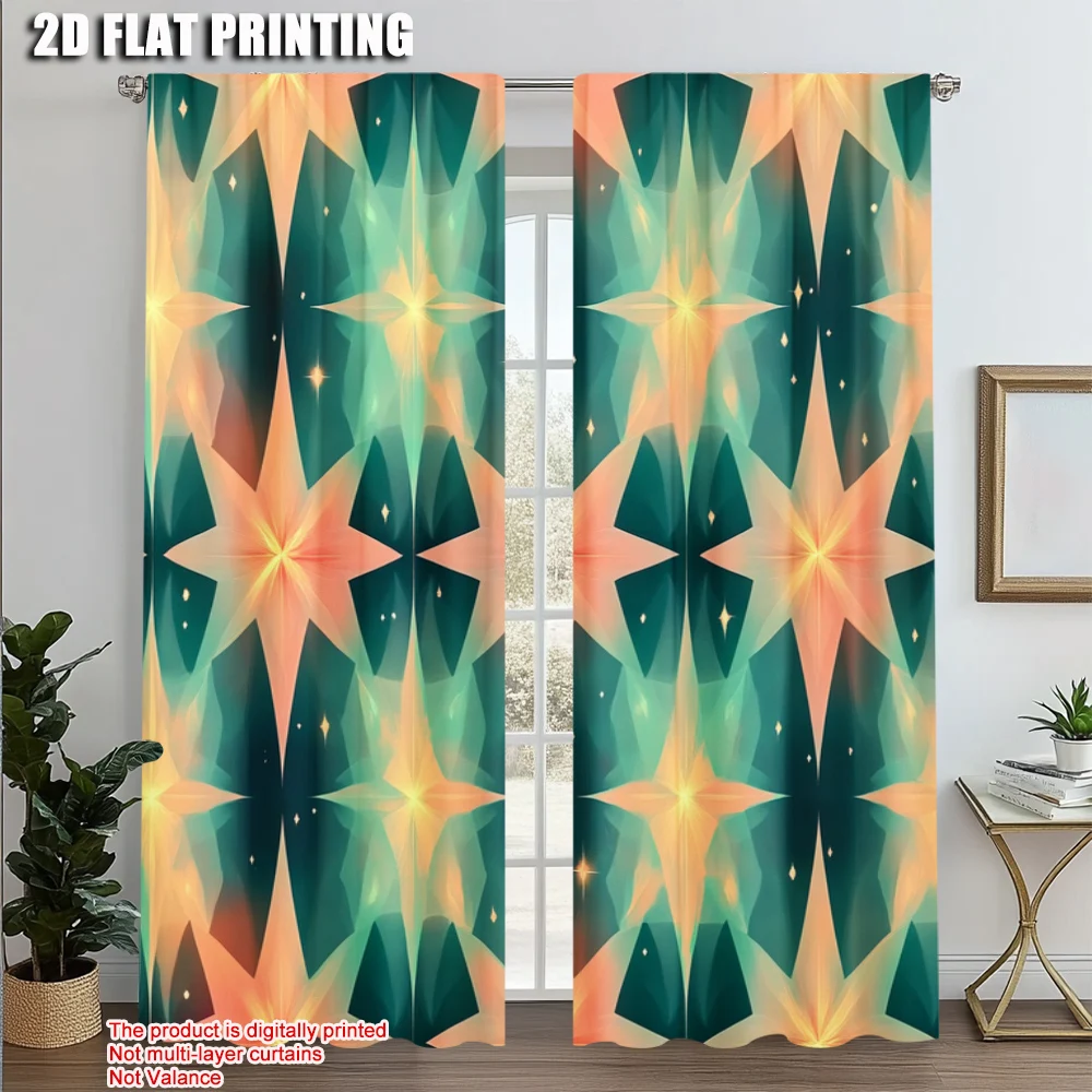 

2pcs, Curtains Roller Blinds 2D print Geometric Sharp Machine Washable (without rod) Decorations For Home for Bedroom Living