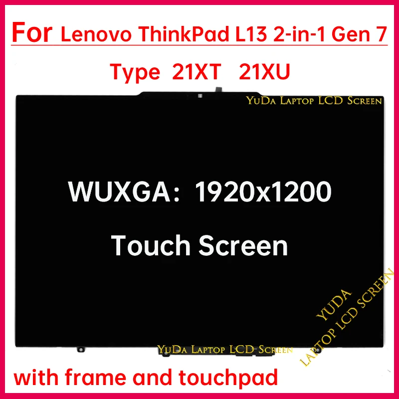 13.3 Inch Touch Screen For Lenovo ThinkPad L13 2-in-1 Gen 7 21XT 21XU LCD Display Digitizer + With Frame Assembly Replacement