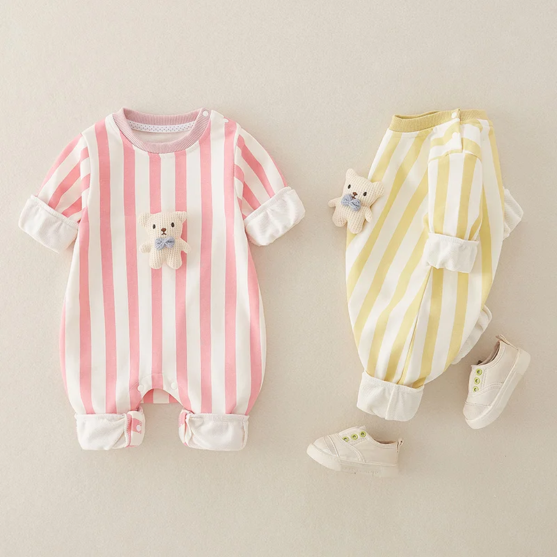 

Adorable Bear Onesie Outfit for Newborn Babies Autumn Clothes Single Layer Clothes for Outdoor Spring Autumn Cling