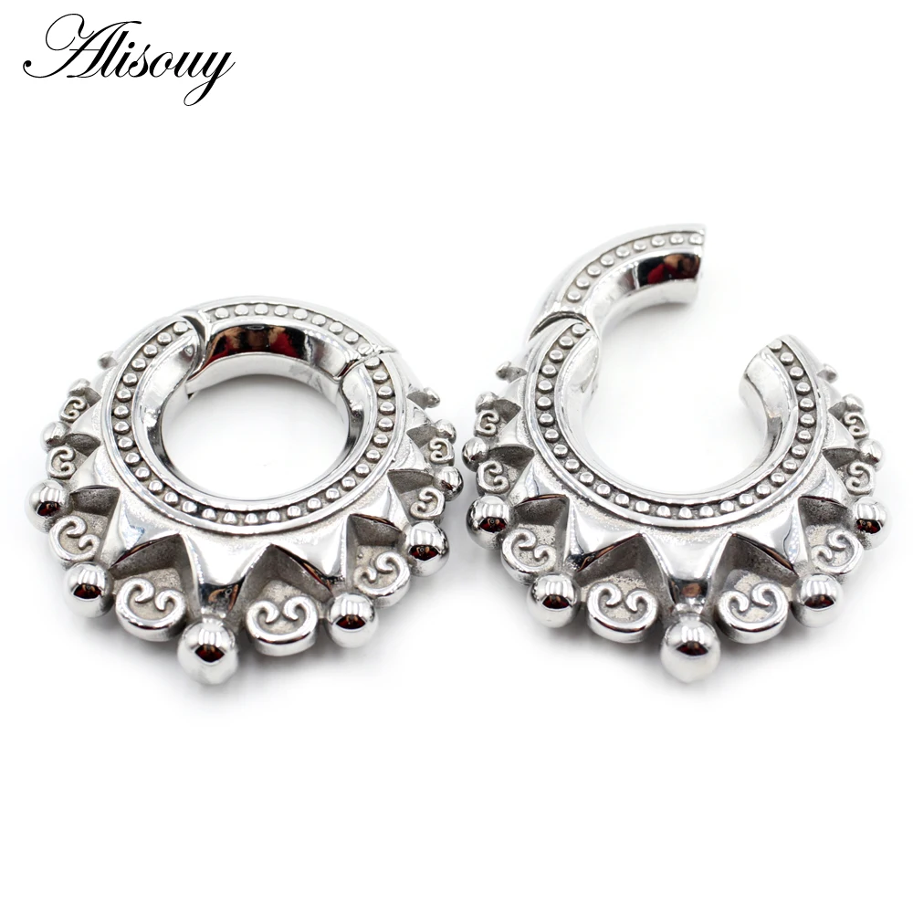 Alisouy 1PC Stainless Steel Ear Weight Piercing Plugs Expanders Earrings Gauge Ear Dangler Tunnel Body Piercing Jewelry