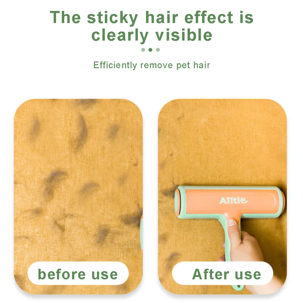 1pc Pet Sticker Two-way Roller Hair Remover Brush Dog Hair Sticker Cat Scraper Automatic Cleaning Hair Remover