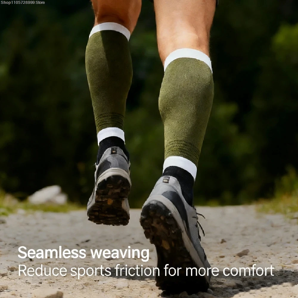 Calf Compression Sleeves Footless Running Socks, Elastic Knit for Men Women Outdoor Soccer Marathon, Soreness & Fatigue Relief