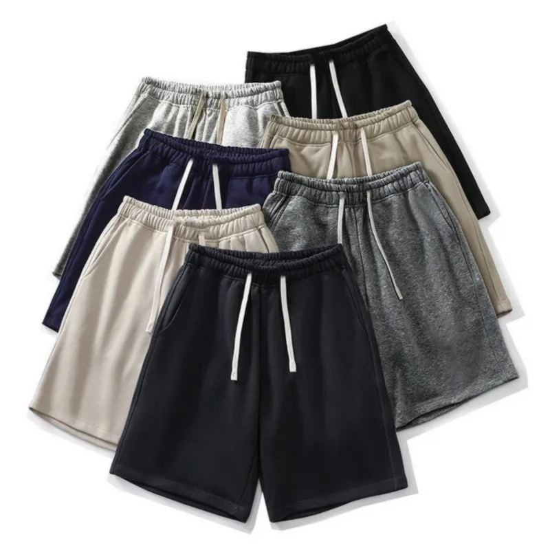

Men's Summer Plus Size Sports Pants Solid Color Shorts Straight Tube Black Loose Casual Knitted Men's Running Basketball Pants