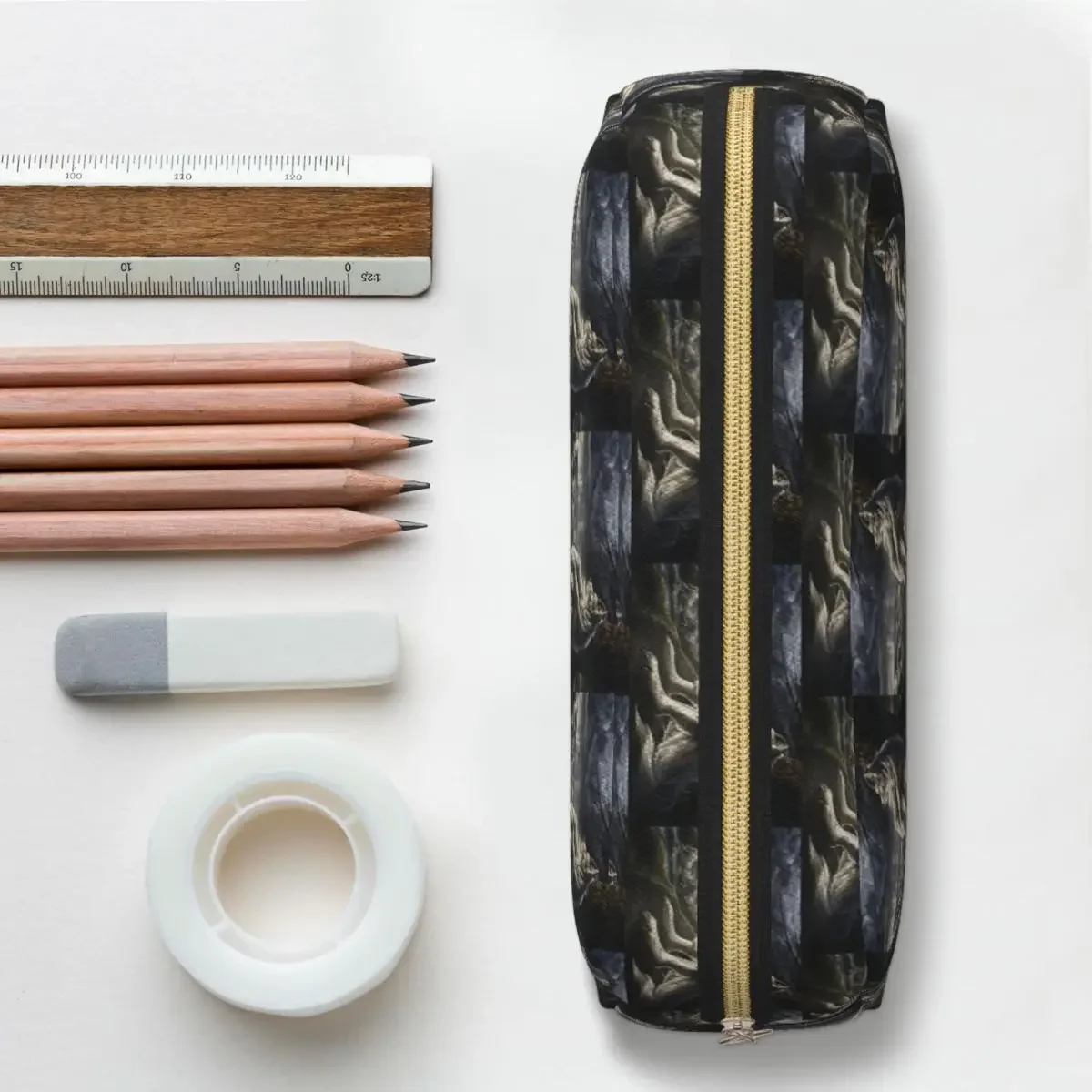 Emo White Wolf Sitting Sad Meme Pencil Case for Boy Girl School Pen Box Pencil Bag Pen Holder - view 6