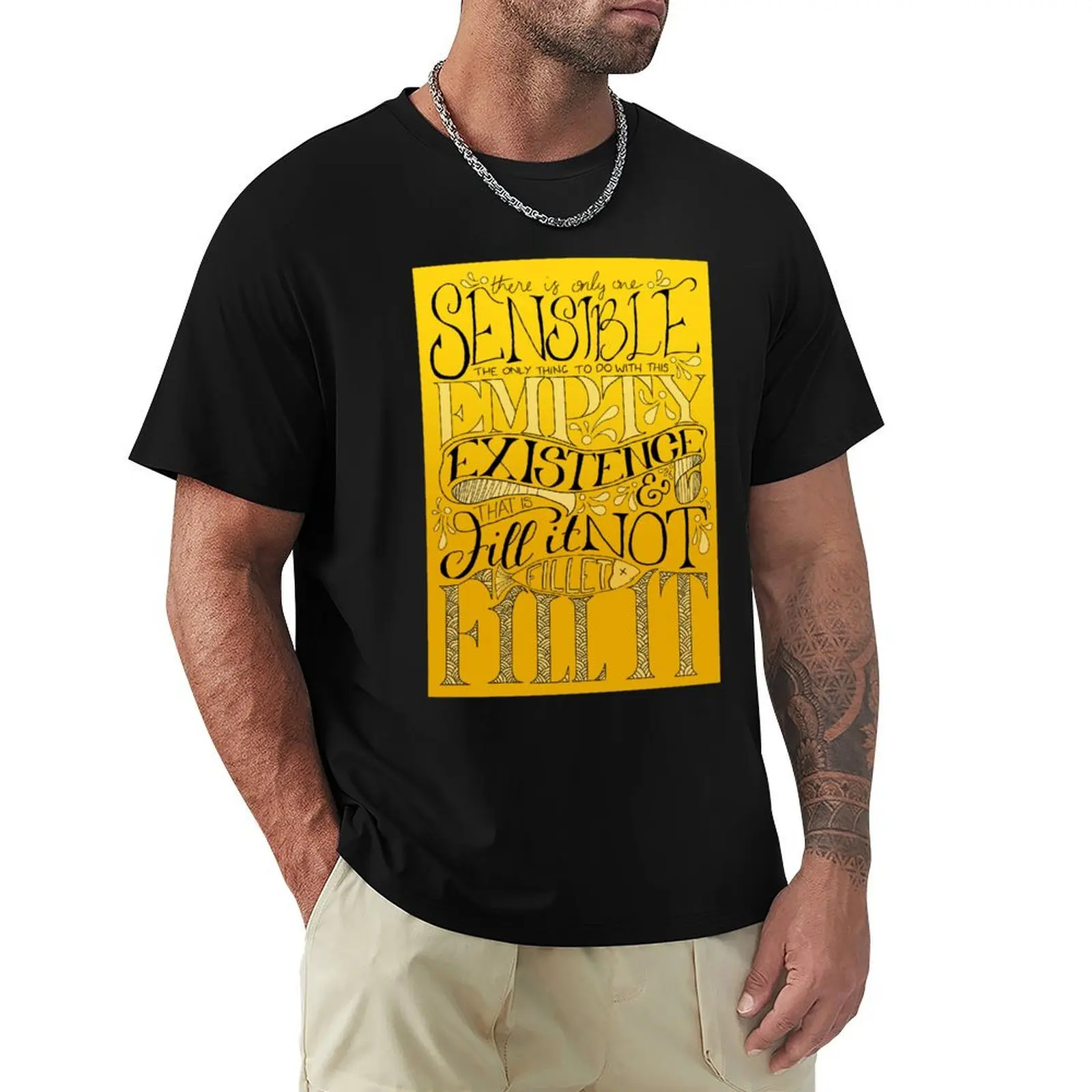 Fill It' Typography T-Shirt Athletic Fit Sports Short Sleeve Top