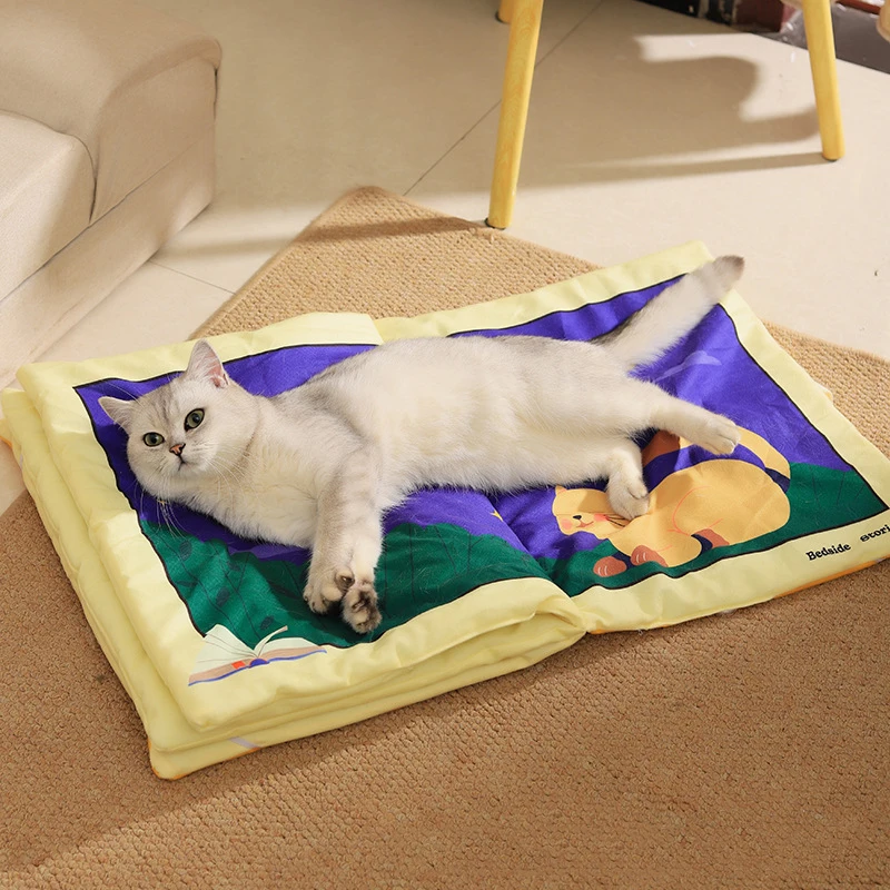 Boekvorm Creatief Kattenkussen Pet Sofa Speelgoed Opvouwbaar Interactief Kittenbed Thema Slapende Hond Mat Huisdier