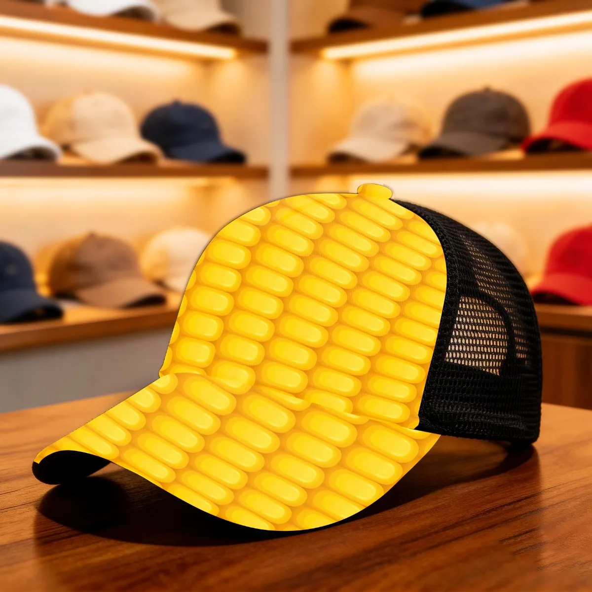 1pc Golden Corn Texture Adjustable Snapback Cap Mesh Cap Fitted Closure Snap Fastening Stylish Ideal for Outdoor Activities