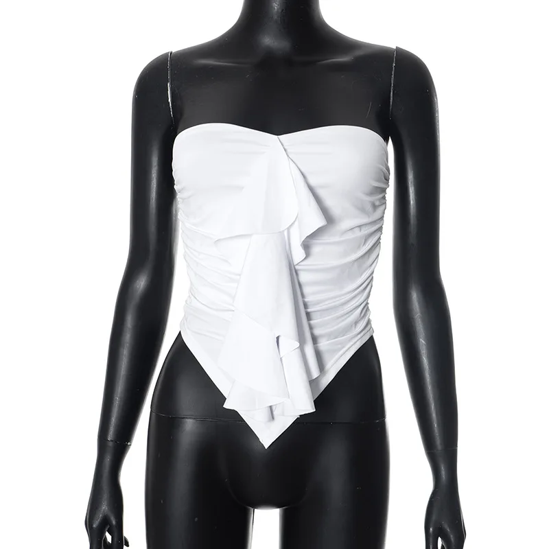 المرأة مثير عارية الذراعين بلا أكمام المحاصيل الأعلى الأوروبية والأمريكية عبر الحدود الربيع الصيف نمط جديد أزياء الأمازون