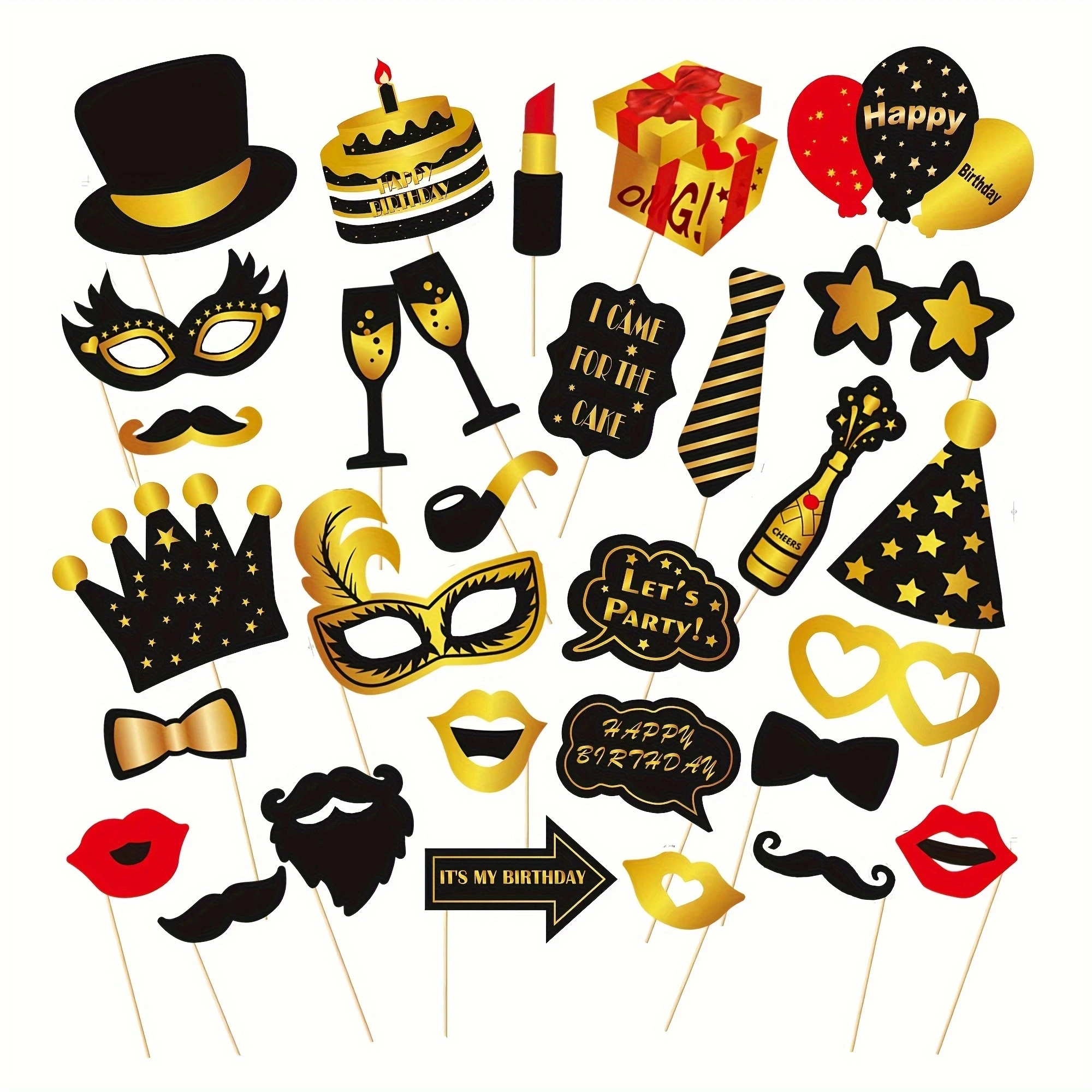 30pcs 40th black and golden universal birthday photo props birthday party props set birthday party decoration photo supplies