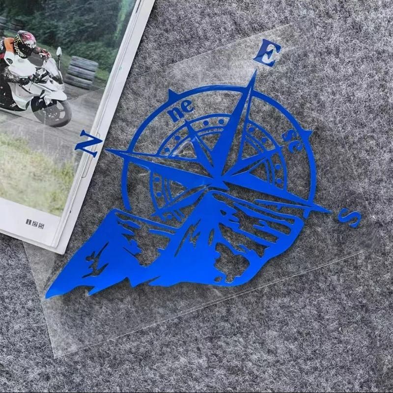 12*16.6cm High-quality PET Decorative Car Stickers Mountain Compass Jungle Adventure Elements Scratch Cover Car Accessories