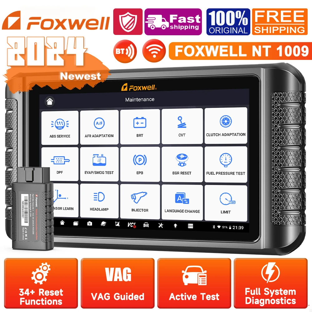 

FOXWELL NT1009 OBD2 Car Scanner ECU Coding Bi-Directional Control Guided Functions OE All System OBD2 Automotive Diagnosis Tools