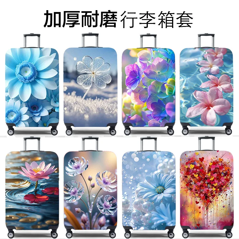 

High Elastic Luggage Protective Cover Beautiful Flowers Print Travel Accessories For 18-32 Inch Luggage Carrier Suitcase Cover