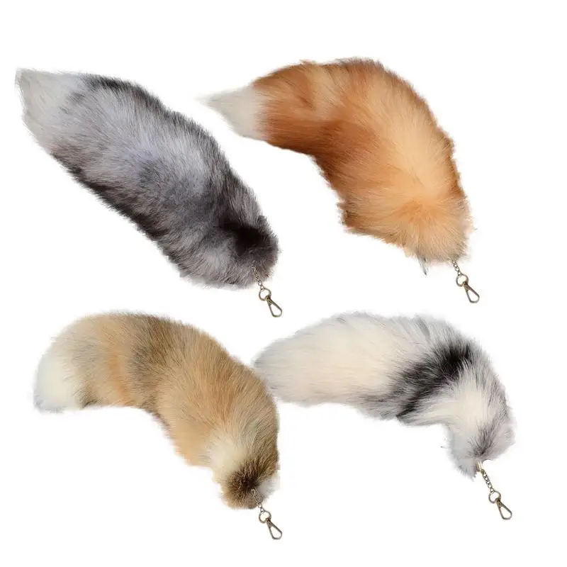 artificial cute foxes furs small tail bag pendant Purse Accessory personality simple key chain phone pendant good gift choice