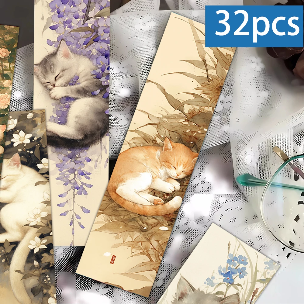 32 pièces, signets rétro chat et plante, adaptés aux enseignants, lecteurs et passionnés, cadeaux, signets, fêtes, anniversaires