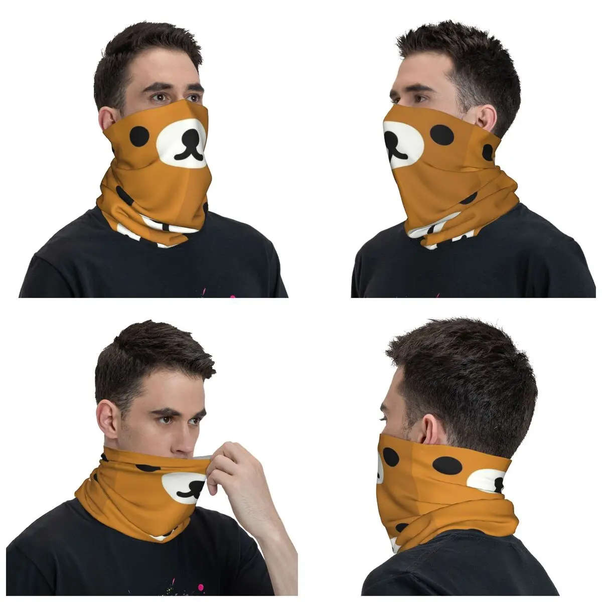 Rilakkuma Winter Headband Neck Warmer Men Women Hiking Hunting Tube Scarf Japanese Cartoon Manga Face Bandana Gaiter