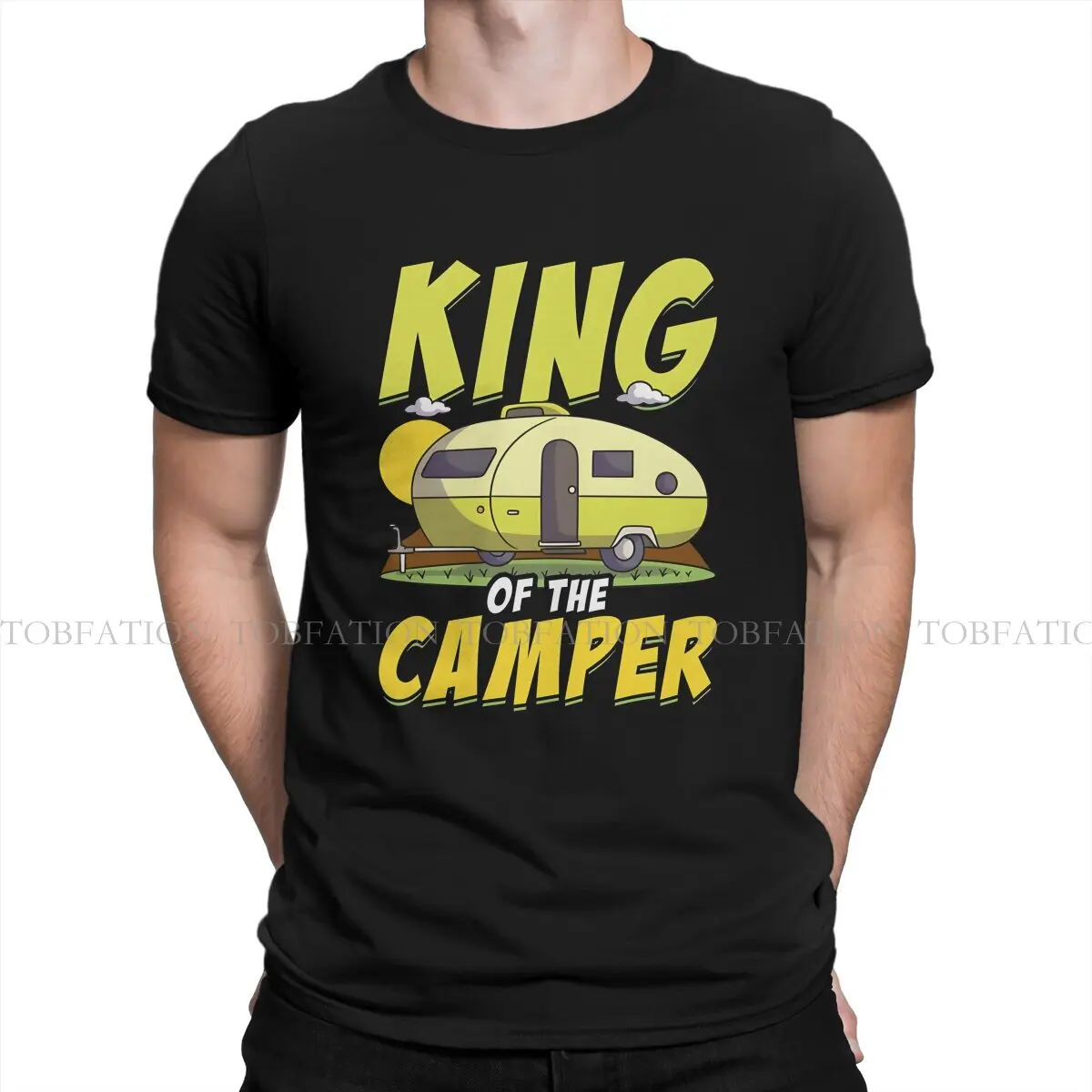 Camper Camping Crewneck TShirts King Of The Camper  Camping Print Homme T Shirt Hipster Tops