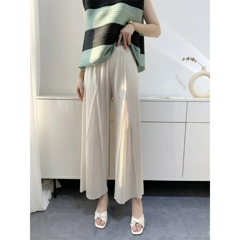 

2024 Summer Pleated Pants Children's Fashion Temperament Versatile Comfortable Casual Pants Bell-bottoms High Waist