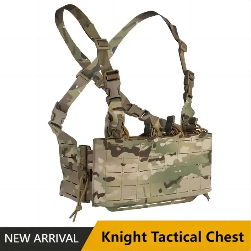 Knight Camo Tactical Chest Rig with Built-in Quad 5.56mm Mag Pouch,Quick Release Design,Molle System,Movie Props, Airsoft Vest