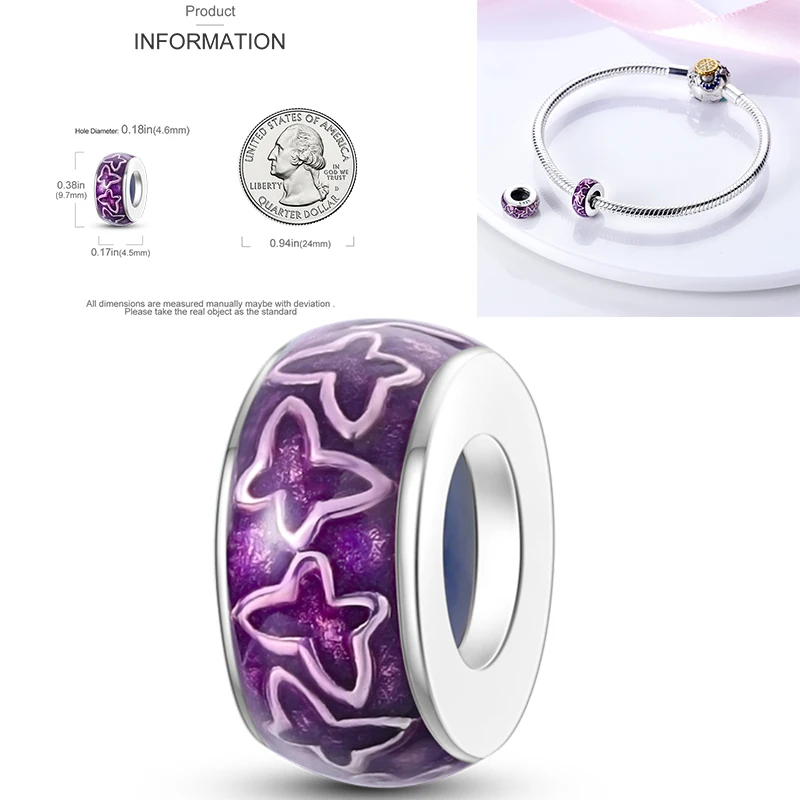 Schmetterlingsanhänger 925 Sterling Silber Rosa Blau Regenbogen Perlenanhänger Passend für Europäische Armbänder DIY Schmuck Geschenk für Frauen und Mädchen 2026 – Detail 11