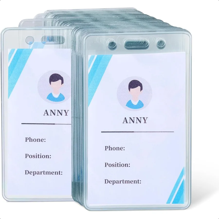 

ID Badge Holders Vertical Clear Plastic 2.55 x 4.41 Pack of 50
