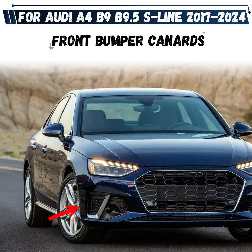 

Для Audi A4 B9 B9.5 S-Line 2017-2024 передний бампер, боковой спойлер, сплиттер, накладка на противотуманную фару, передний бампер, сплиттер