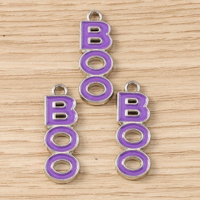 Tusember 10Pcs 6 Colors Cute Ghost Happy Halloween Boo Charms for DIY Jewelry Making Drop Earring Bracelet Necklace Accessory
