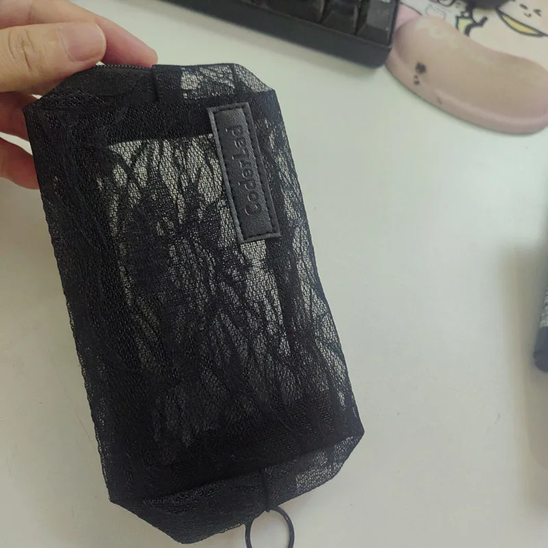 1PCS Mesh Clear Cosmetic Bags Small Large Black Makeup Bag Lace Flower  Travel Toiletry Organizer Case Lipstick Storage Pouch