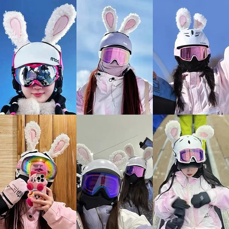 

Наклейка-декор для шлема: мультяшные плюшевые ушки кролика для мотоциклетных и электровелосипедных шлемов