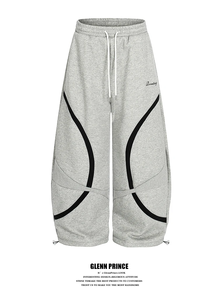 

GPstudio American High Street Patchwork Curve Split Fce Lined Sweatpants ex Spor Casual Trousers Youth Faion Winte...