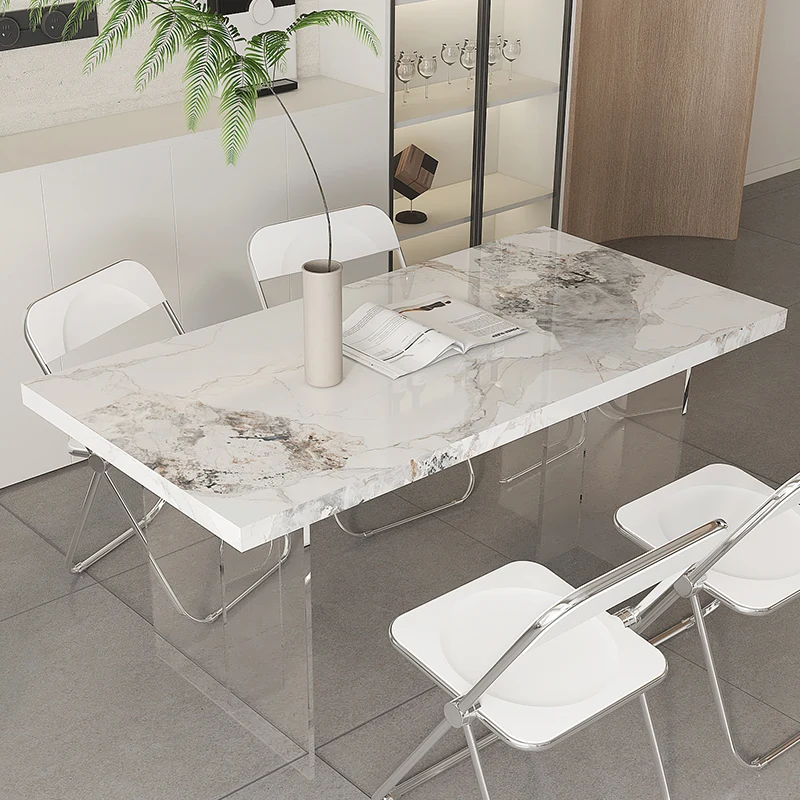 

Coffee Dressing Sedentary Acrylic Suspended Dining Table Under Water Ripples Light Luxury Modern Minimalist Kitchen Furniture