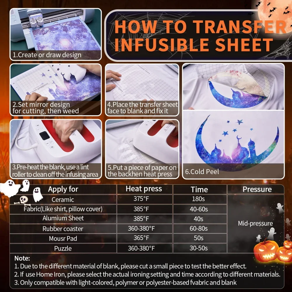 WOWOCUT Pattern Infusible Transfer Ink Heat Transfer Paper 12"X12" Sublimation Transfer Ink Paper for Joy Heat Paper T-Shirt DIY