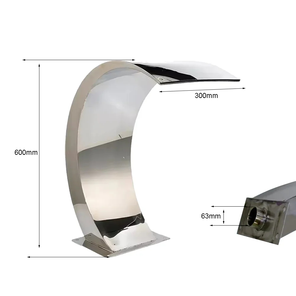 60x30cm/40x20cm Pool Fountain Waterfall Stainless Steel Fountain Pond Garden Swimming Feature Decorative Hardware Faucet