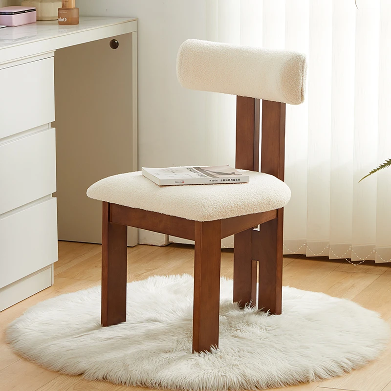 

Retro Solid Wood Chair Dining French Wabi Family Desk Back Nordic Medieval Chair Designer Makeup Sedia Da Pranzo Furniture
