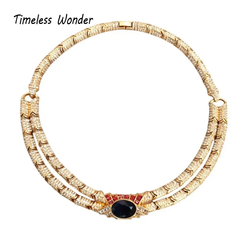 Timeless Wonder Fancy Zircon Geo Pave Necklaces for Women Designer Jewelry Runway Trendy Rare Sweet Gift Top New Mix Set 4628