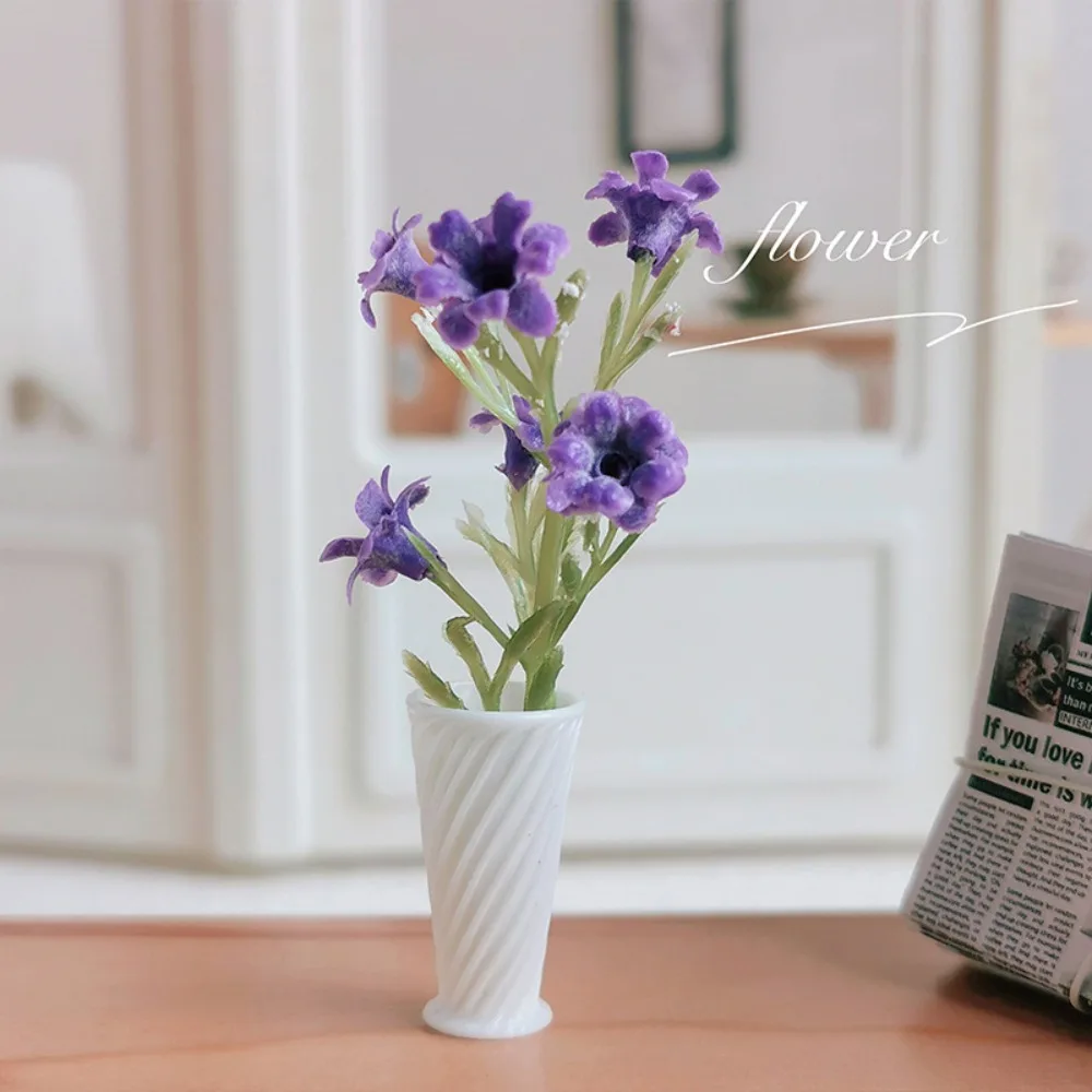 Simulated Flower Dollhouse Plant Miniature Size Handcrafted Detail Miniature Flower Resin Lifelike Dollhouse Potted Plants