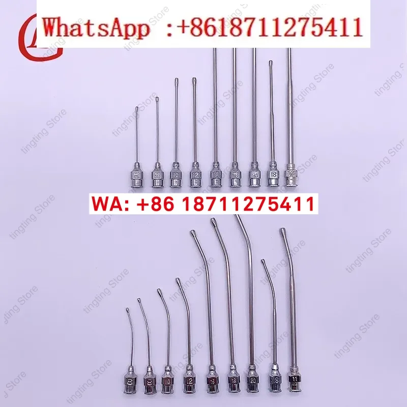 2pcs Stainless steel gastric lavage device straight needle curved needle laboratory 8 # and 10 # glass syringes