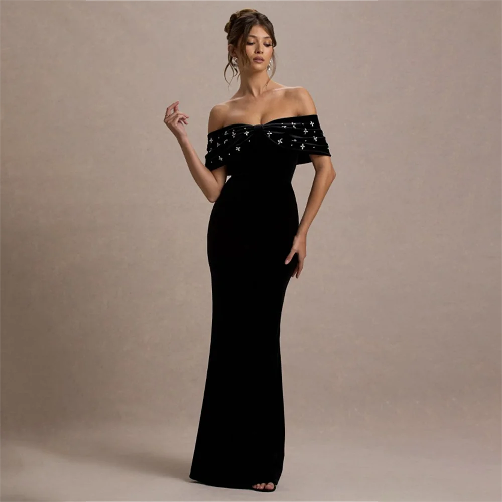 

Evening Dresses Luxury 2025 Strapless Off Shoulder Mermaid Dress Crystal Applique Prom Dresses Formal Gowns Party Dresses