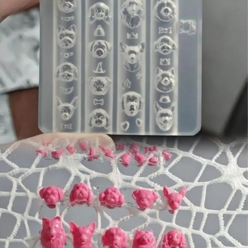 1Pc 3D Puppy Nail Art Mold Silicone DIY Cute Cartoon Animal Dog Nail Design Molds Transparent Nail Art Carving Template.